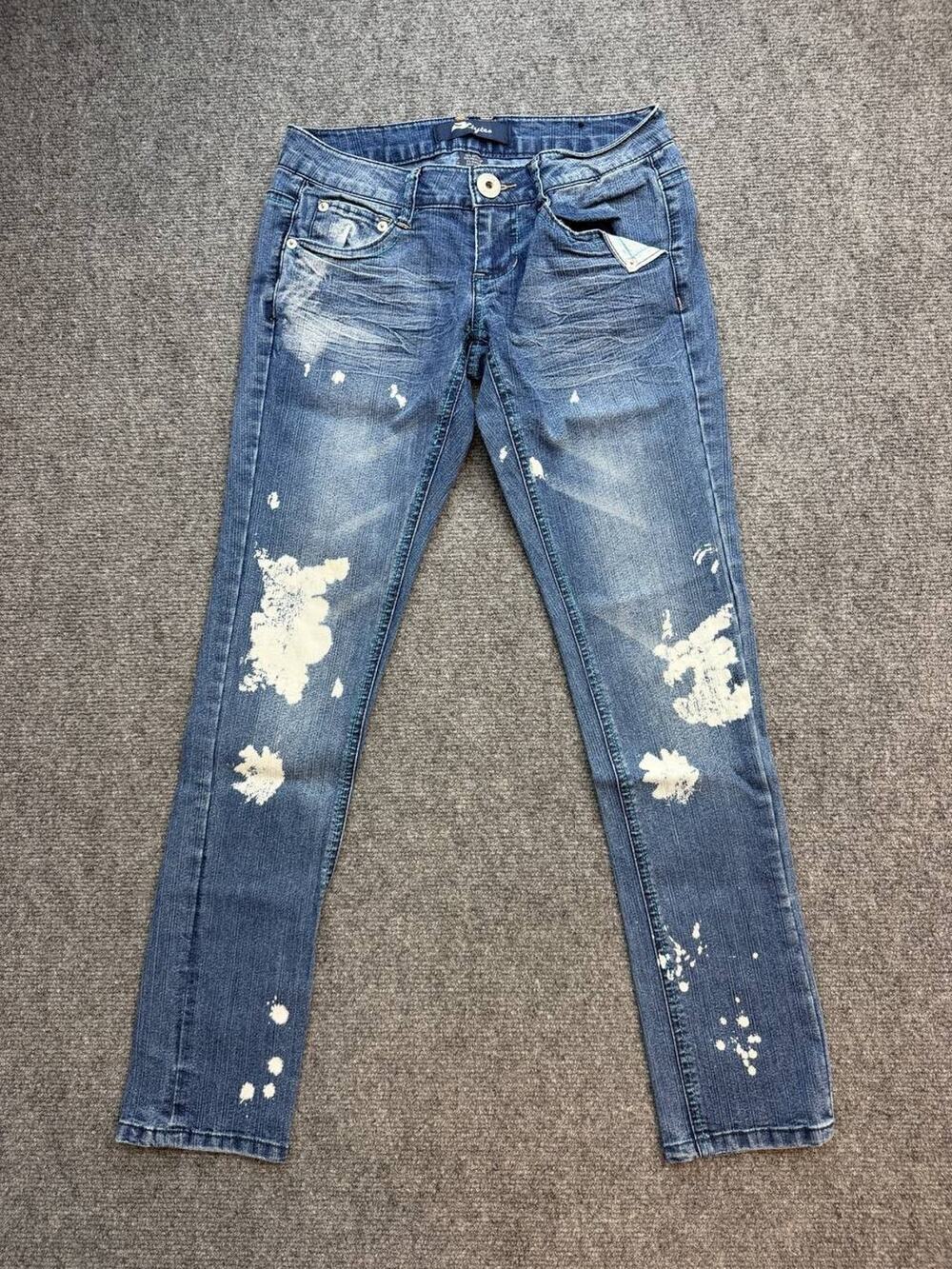 Vintage Y2K TYTE Women’s Size 1 Paint Splatter Low Rise Skinny Jeans Stretch